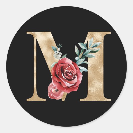 Winter vakantie initialen sticker letter M (Voorkant)