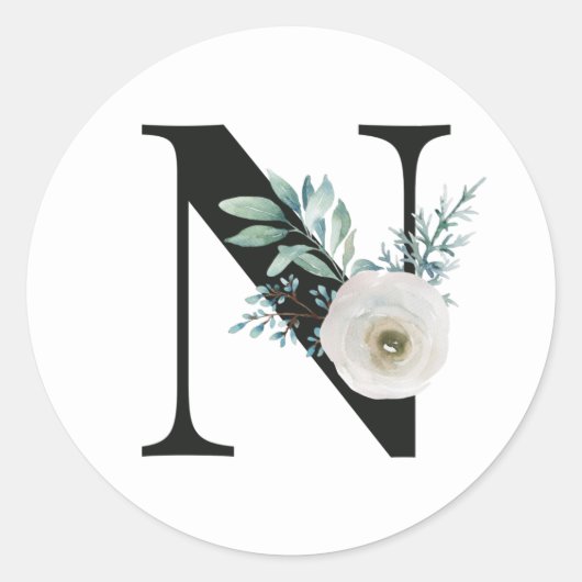 Winter vakantie initialen sticker letter N (Voorkant)
