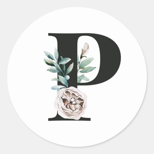 Winter vakantie initialen sticker letter P (Voorkant)