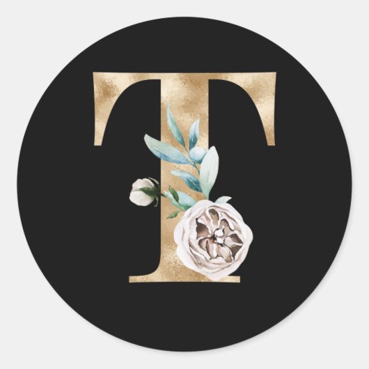 Winter vakantie initialen sticker letter T (Voorkant)