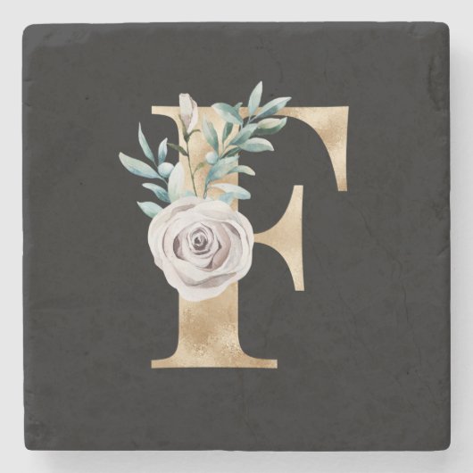 Winter vakantie initials letter F Stenen Onderzetter (Voorkant)