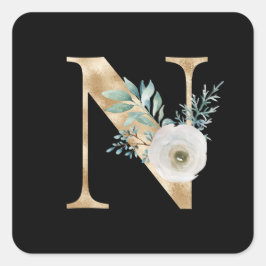 Winter vakantie initials letter N Vierkante Sticker