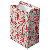 Winter Vakantie Kardinalen Medium Cadeauzakje (Voorkant Gekanteld)