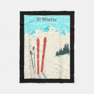 Winter Vakantie Kerst Ski X-mas Skien Skiër  Fleece Deken