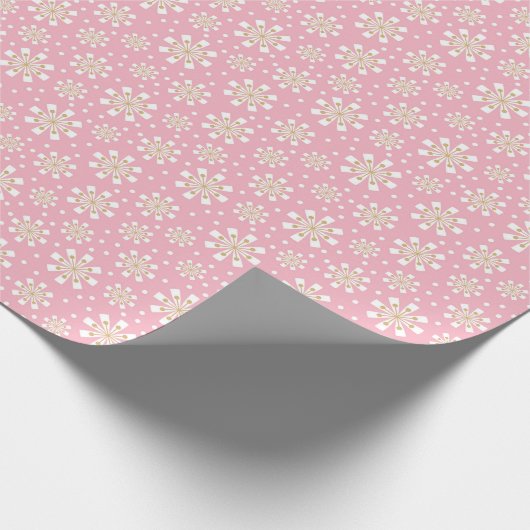Winter Vakantie Kerstcadeau Inpakken -Retro Roze Cadeaupapier (Hoek)