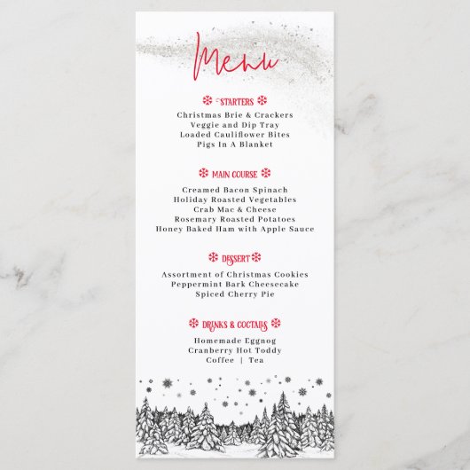 Winter Vakantie Kerstdiner Menu (Voorkant)