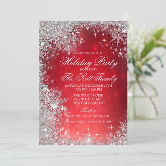 Winter Vakantie Kerstfeest uitnodiging (Staand voorkant)