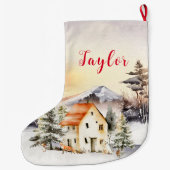 Winter Vakantie Kersthuisje Grote Kerstsok (Achterkant)