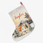 Winter Vakantie Kersthuisje Grote Kerstsok (Achterkant (Hangend))