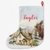 Winter Vakantie Kersthuisje Grote Kerstsok (Achterkant)