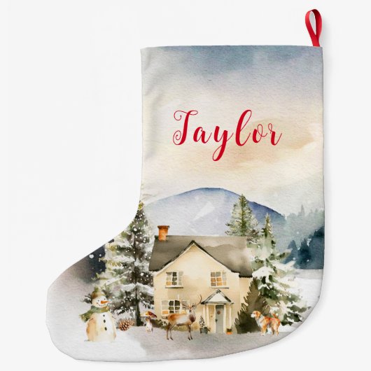 Winter Vakantie Kersthuisje Grote Kerstsok (Achterkant)