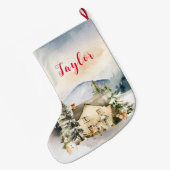 Winter Vakantie Kersthuisje Grote Kerstsok (Achterkant (Hangend))