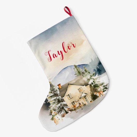 Winter Vakantie Kersthuisje Grote Kerstsok (Achterkant (Hangend))