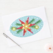 Winter Vakantie Kerstmis & Nieuwjaar Decoratie Ovale Sticker (Envelop)