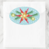 Winter Vakantie Kerstmis & Nieuwjaar Decoratie Ovale Sticker (Tas)