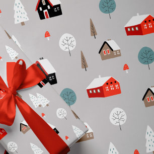 Winter vakantie leuk patroon modern nordisch grijs cadeaupapier