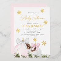 Winter Vakantie Meisje Baby Shower Folie Uitnodigi