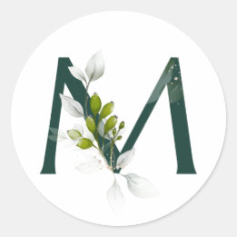 Winter vakantie MONOGRAM groene letter bessen Ronde Sticker