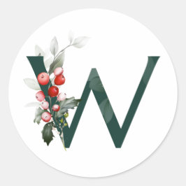 Winter vakantie MONOGRAM rode poinsettia bessen  C Ronde Sticker