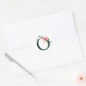 Winter vakantie MONOGRAM rode poinsettia bessen  C Ronde Sticker (Envelop)