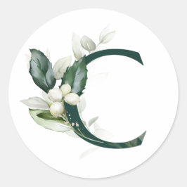 Winter vakantie MONOGRAM witte bessen Ronde Sticker