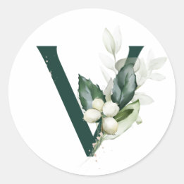 Winter vakantie MONOGRAM witte bessen Ronde Sticker