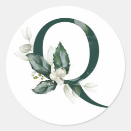 Winter vakantie MONOGRAM witte bessen Ronde Sticker