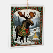 Winter Vakantie Moose Keramisch Ornament (Rechts)