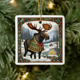 Winter Vakantie Moose Keramisch Ornament