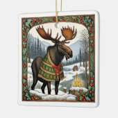Winter Vakantie Moose Keramisch Ornament (Links)
