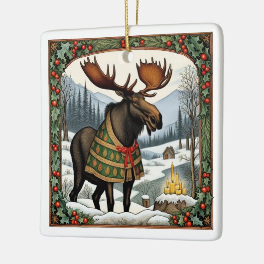 Winter Vakantie Moose Keramisch Ornament (Links)