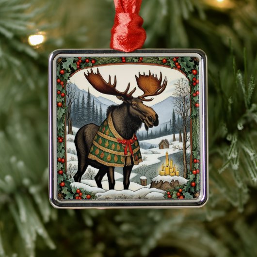 Winter Vakantie Moose Metalen Ornament (Boom)