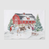 Winter Vakantie Schuur Rendier Meisje Kerstmis Tissuepapier (Voorkant)