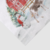 Winter Vakantie Schuur Rendier Meisje Kerstmis Tissuepapier (Detail)