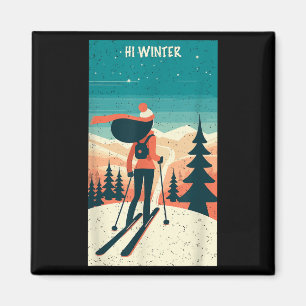 Winter Vakantie Ski Kerstmis X-mas Skiën Skiër Wo Magneet