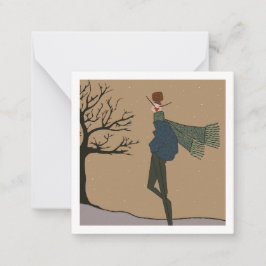 Winter Vakantie Sneeuw Weer Mode Notitiekaartje