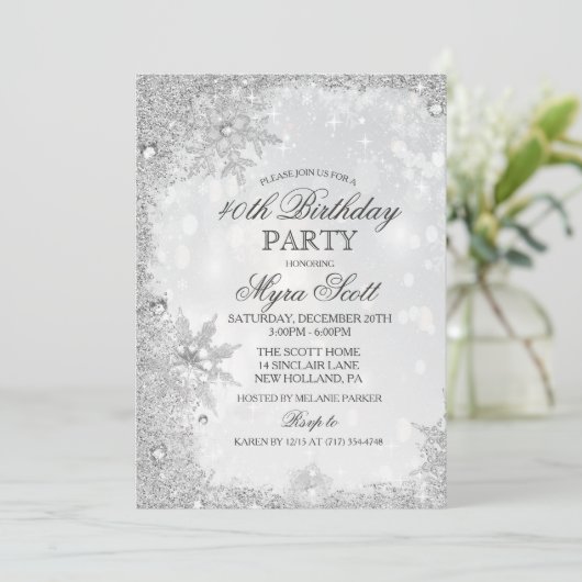 Winter Vakantie Verjaardag Party uitnodiging (Staand voorkant)