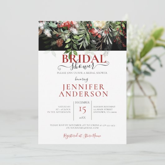 Winter Vakantie Waterverf Floral Arrangment Shower Kaart (Staand voorkant)