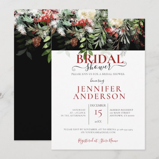 Winter Vakantie Waterverf Floral Arrangment Shower Kaart (Voorkant / Achterkant)