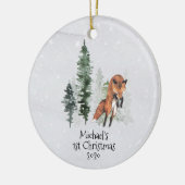 Winter Vakantie Woodland Fox 1e Kerstmis Keramisch Ornament (Links)