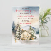 Winter Vakantiehuis Housewarming Party Kaart (Staand voorkant)