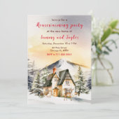 Winter Vakantiehuis Housewarming Party Kaart (Staand voorkant)