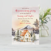 Winter Vakantiehuis Housewarming Party Kaart (Staand voorkant)