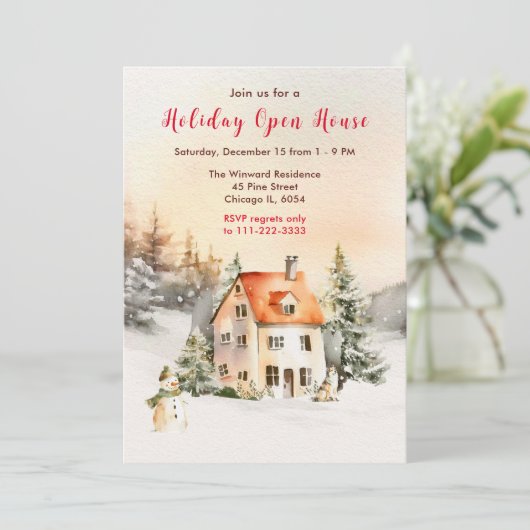 Winter Vakantiehuis Open Huis Kaart (Staand voorkant)