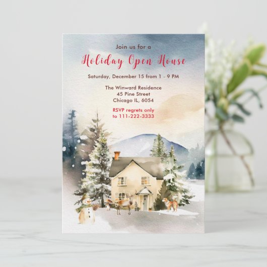 Winter Vakantiehuis Open Huis Kaart (Staand voorkant)