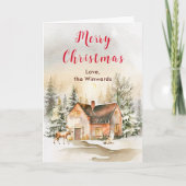 Winter Vakantiehuis Vrolijk kerstfeest Feestdagen Kaart (Voorkant)