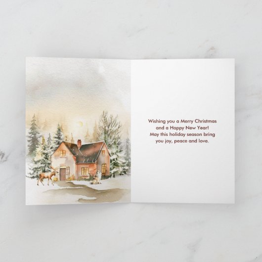Winter Vakantiehuis Vrolijk kerstfeest Feestdagen Kaart (Binnen)