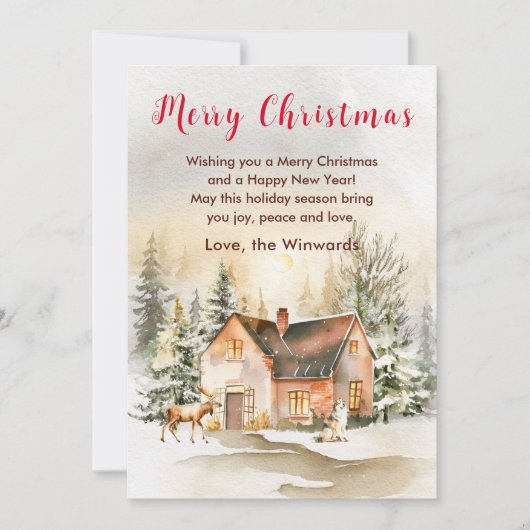 Winter Vakantiehuis Vrolijk kerstfeest Feestdagenkaart (Voorkant)