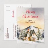 Winter Vakantiehuis Vrolijk kerstfeest Feestdagenkaart (Voorkant / Achterkant)