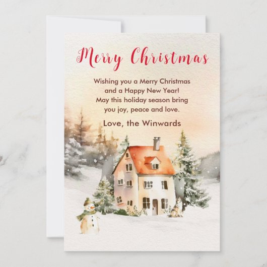 Winter Vakantiehuis Vrolijk kerstfeest Feestdagenkaart (Voorkant)